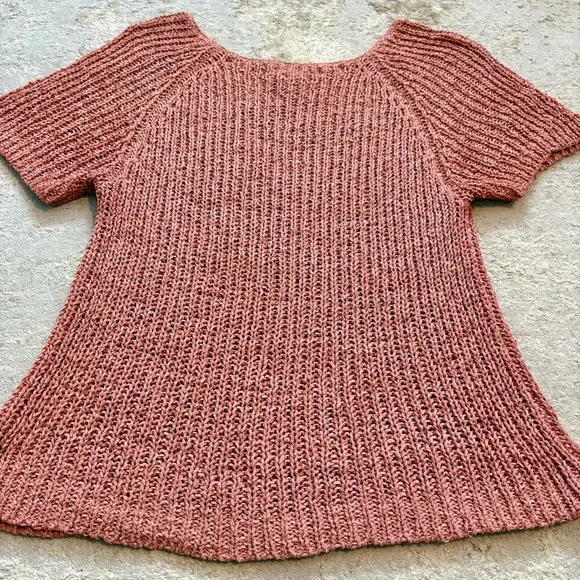 J Jill Silk Blend Chunky Knit Dusty Rose Pink Short Sleeve Sweater Size Large - Picture 6 of 9